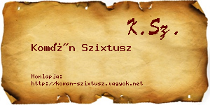 Komán Szixtusz névjegykártya
